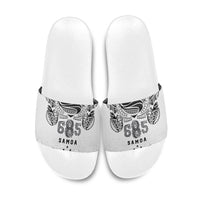Super Samoa 685 Tribal Tattoo Slide Sandals Siapo Pattern White Edition LT03 White - Polynesian Pride
