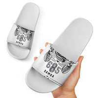 Super Samoa 685 Tribal Tattoo Slide Sandals Siapo Pattern White Edition LT03 - Polynesian Pride