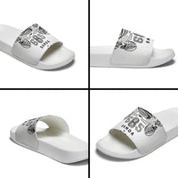 Super Samoa 685 Tribal Tattoo Slide Sandals Siapo Pattern White Edition LT03 - Polynesian Pride