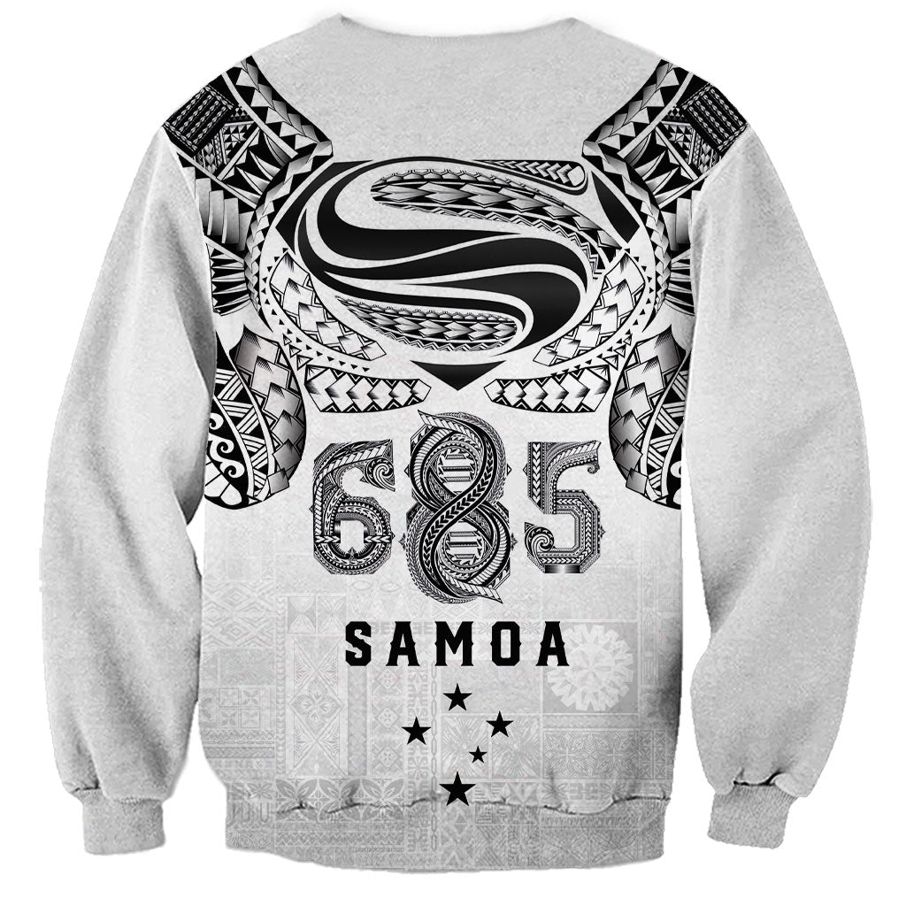 Super Samoa 685 Tribal Tattoo Sweatshirt Siapo Pattern White Edition LT03 - Polynesian Pride