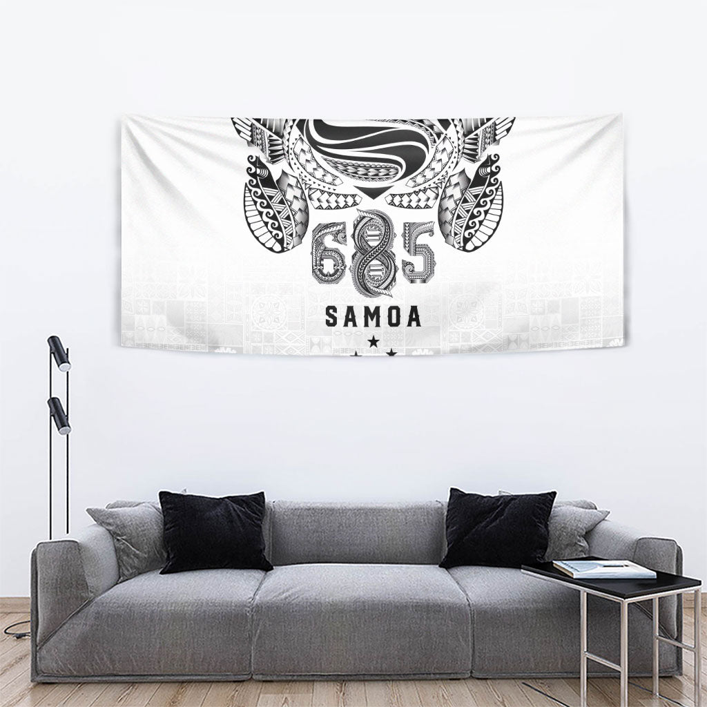 Super Samoa 685 Tribal Tattoo Tapestry Siapo Pattern White Edition LT03 - Polynesian Pride