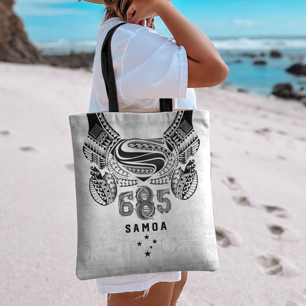 Super Samoa 685 Tribal Tattoo Tote Bag Siapo Pattern White Edition LT03 - Polynesian Pride