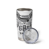 Super Samoa 685 Tribal Tattoo Tumbler Cup Siapo Pattern White Edition LT03 - Polynesian Pride