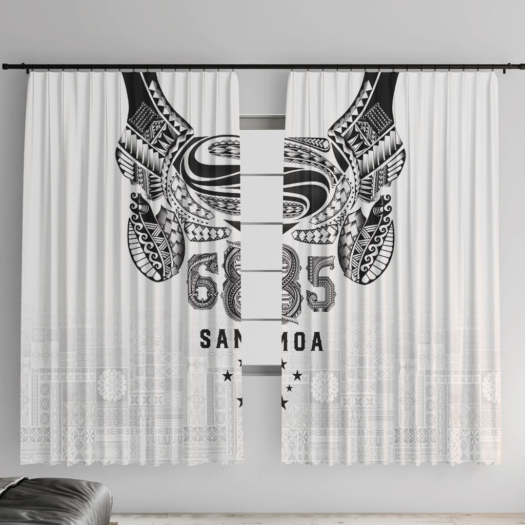 Super Samoa 685 Tribal Tattoo Window Curtain Siapo Pattern White Edition LT03 With Hooks White - Polynesian Pride