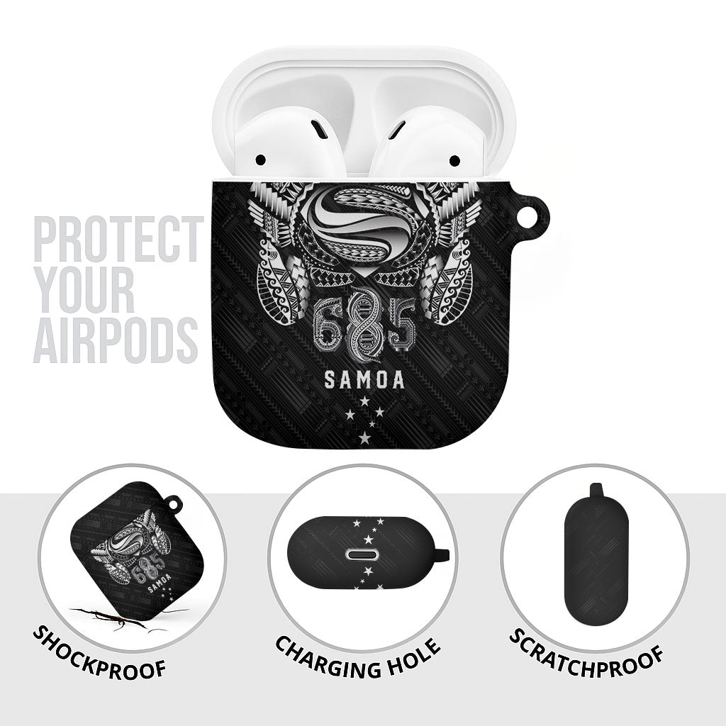 Super Samoa 685 Tribal Tattoo AirPods Case Samoan Ornament Pattern Black Edition LT03 - Polynesian Pride