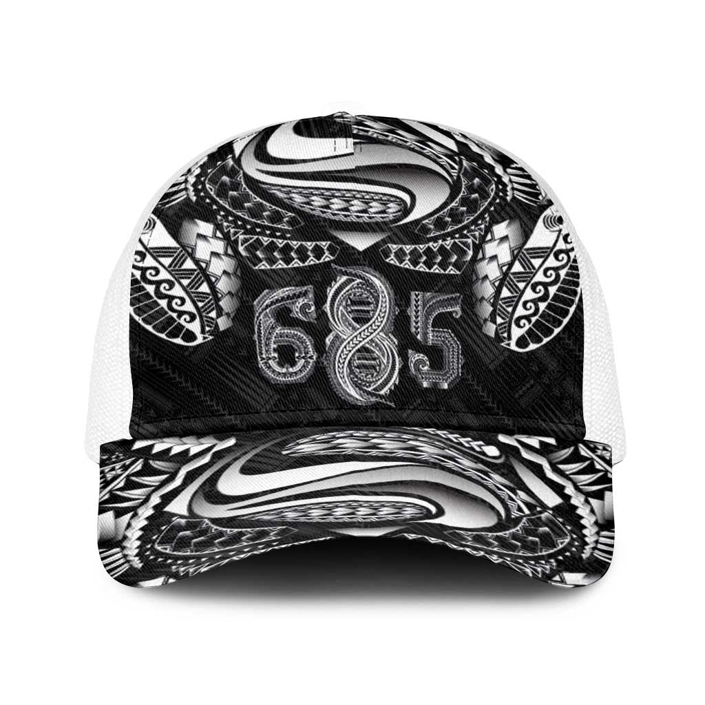 Super Samoa 685 Tribal Tattoo Baseball Net Cap Samoan Ornament Pattern Black Edition LT03 One Size White Black - Polynesian Pride