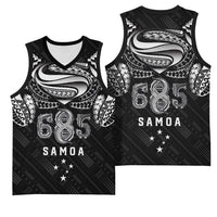 Super Samoa 685 Tribal Tattoo Basketball Jersey Samoan Ornament Pattern Black Edition LT03 - Polynesian Pride