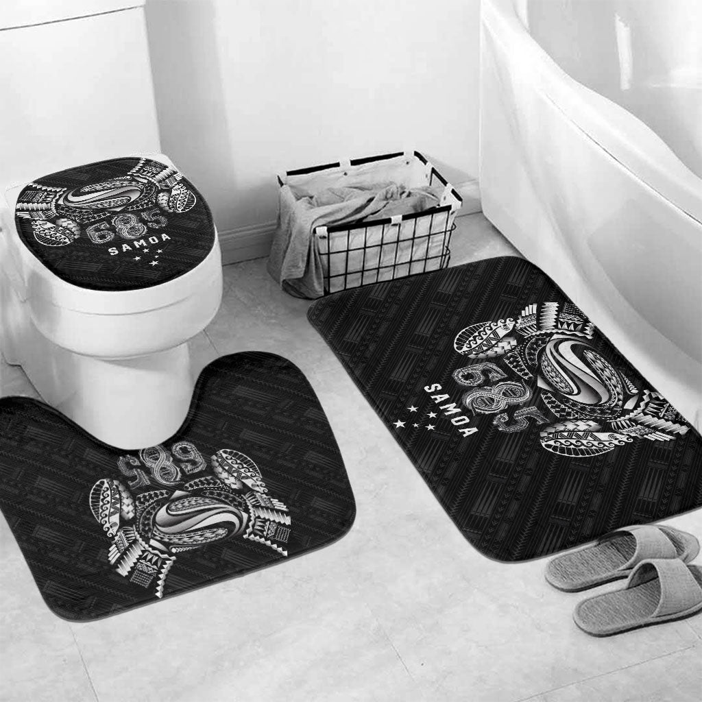 Super Samoa 685 Tribal Tattoo Bathroom Set Samoan Ornament Pattern Black Edition LT03 Mat Set Only (3 pcs) One Size Black - Polynesian Pride