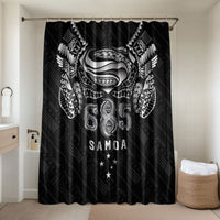 Super Samoa 685 Tribal Tattoo Bathroom Set Samoan Ornament Pattern Black Edition LT03 Shower Curtain Only Black - Polynesian Pride