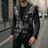 Super Samoa 685 Tribal Tattoo Blazer Samoan Ornament Pattern Black Edition LT03 - Polynesian Pride