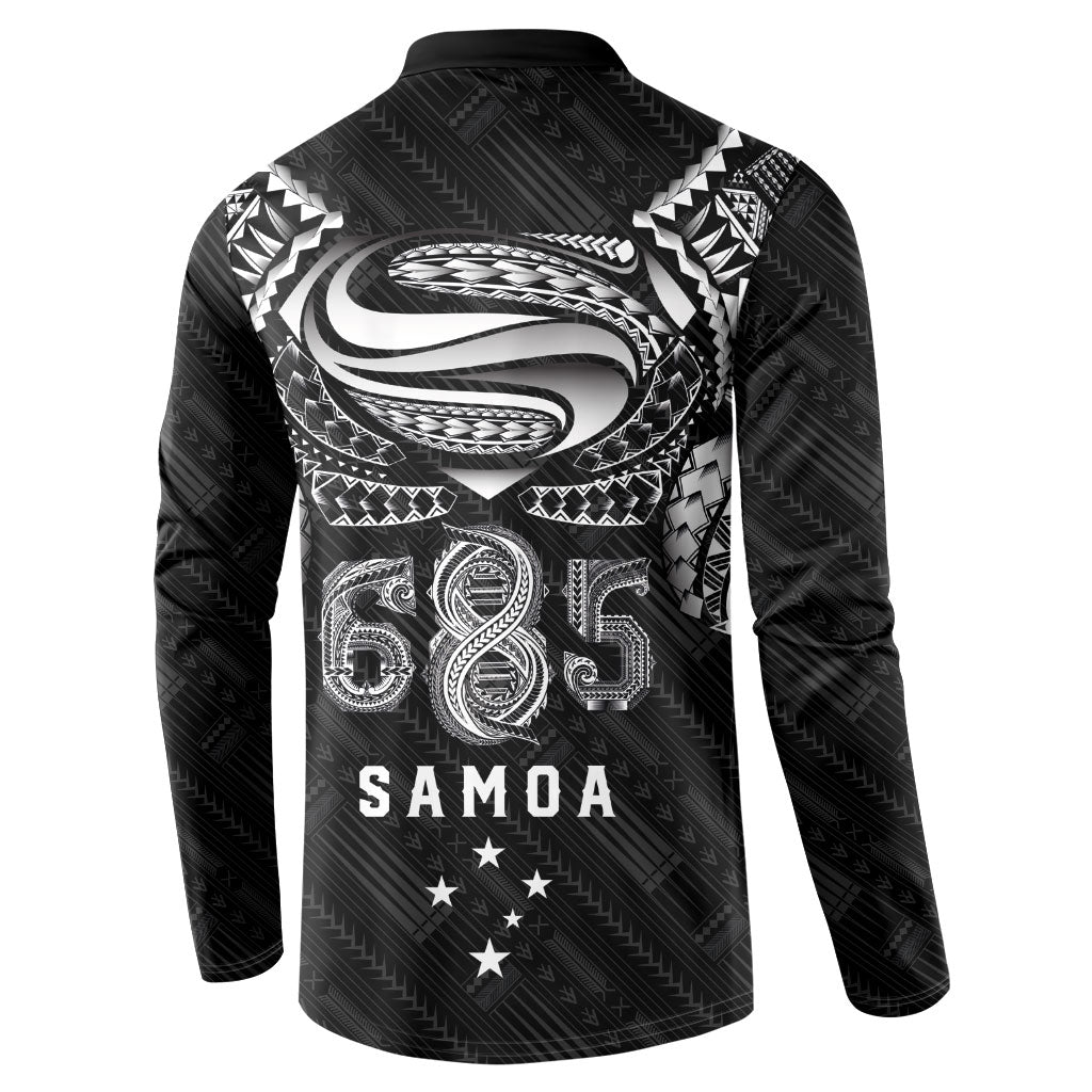 Super Samoa 685 Tribal Tattoo Button Sweatshirt Samoan Ornament Pattern Black Edition LT03 - Polynesian Pride