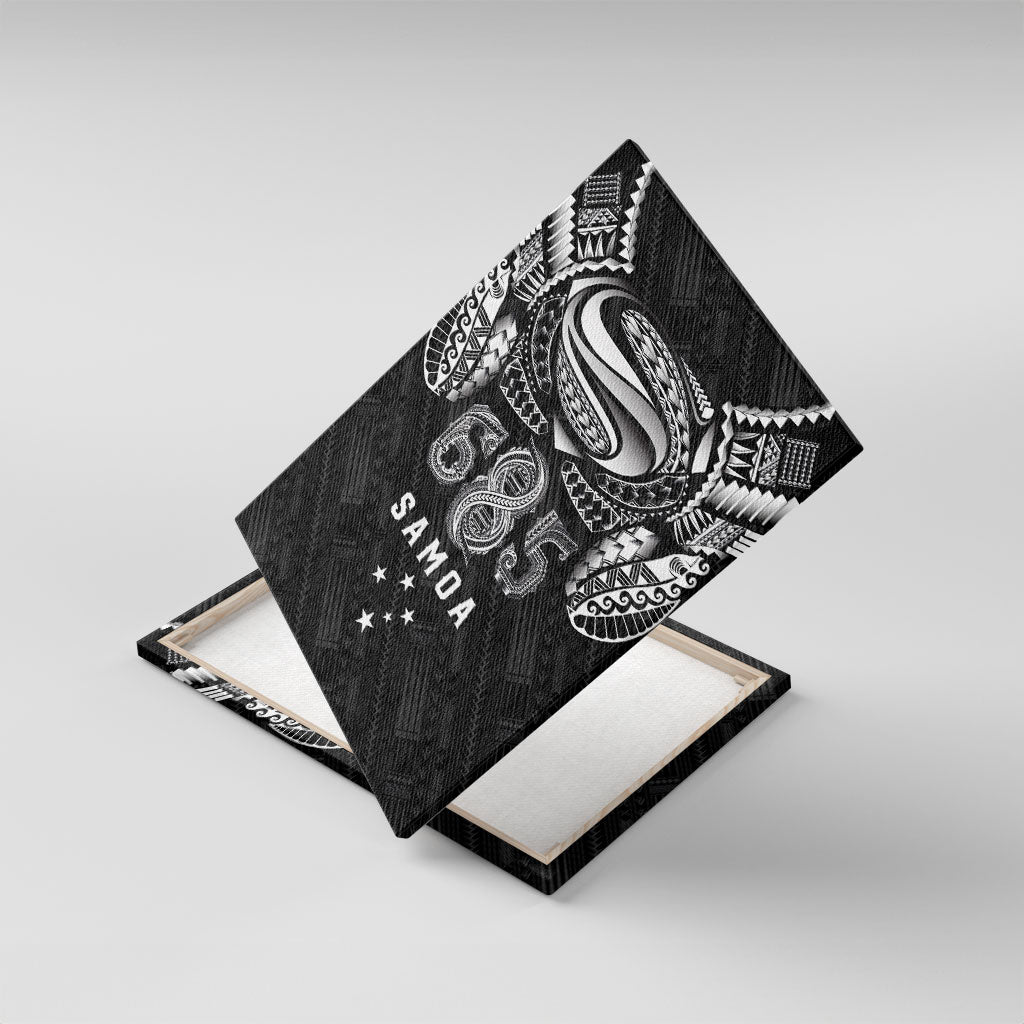 Super Samoa 685 Tribal Tattoo Canvas Wall Art Samoan Ornament Pattern Black Edition LT03 With Frame Black - Polynesian Pride
