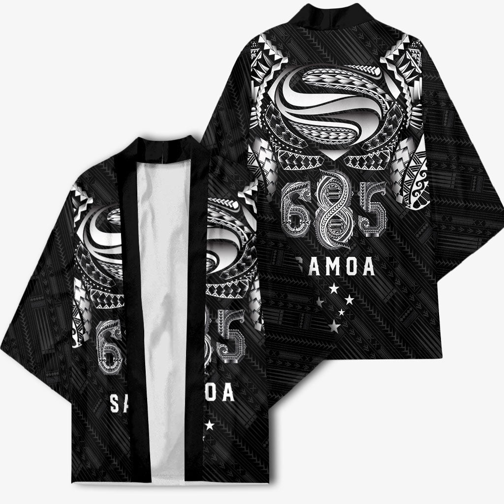 Super Samoa 685 Tribal Tattoo Kimono Samoan Ornament Pattern Black Edition LT03 - Polynesian Pride