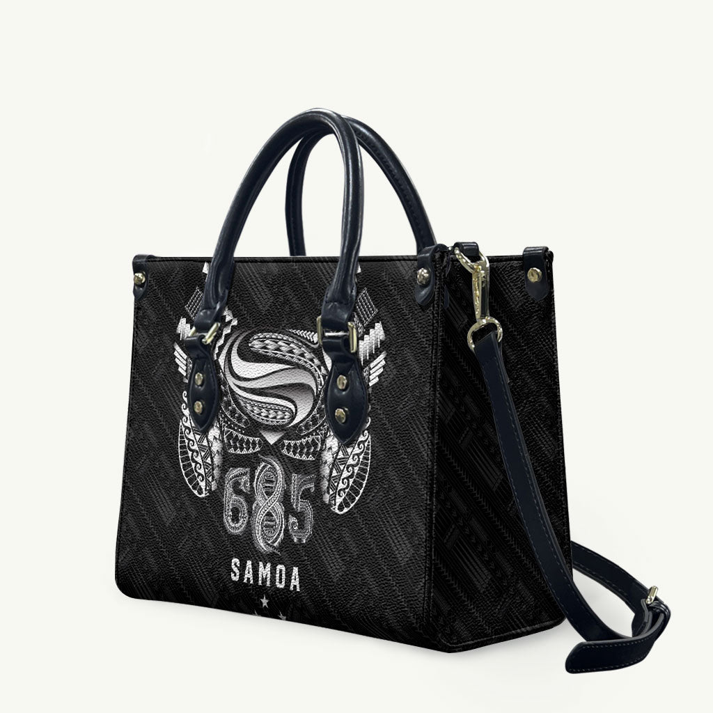 Super Samoa 685 Tribal Tattoo Leather Bag Samoan Ornament Pattern Black Edition LT03 Black - Polynesian Pride