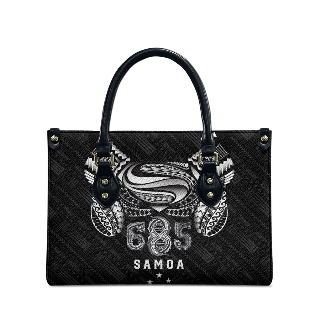 Super Samoa 685 Tribal Tattoo Leather Bag Samoan Ornament Pattern Black Edition LT03 - Polynesian Pride