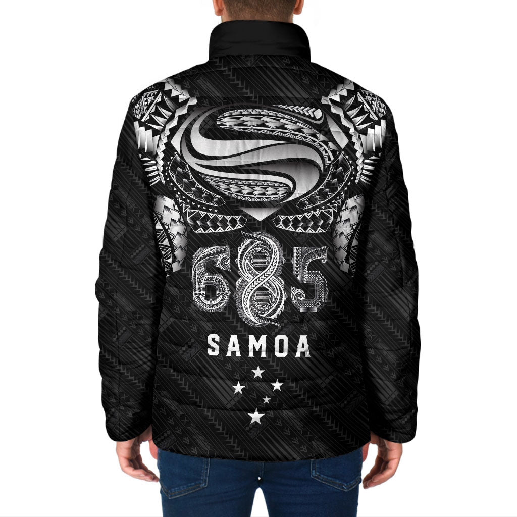 Super Samoa 685 Tribal Tattoo Padded Jacket Samoan Ornament Pattern Black Edition LT03 - Polynesian Pride