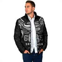 Super Samoa 685 Tribal Tattoo Padded Jacket Samoan Ornament Pattern Black Edition LT03 - Polynesian Pride