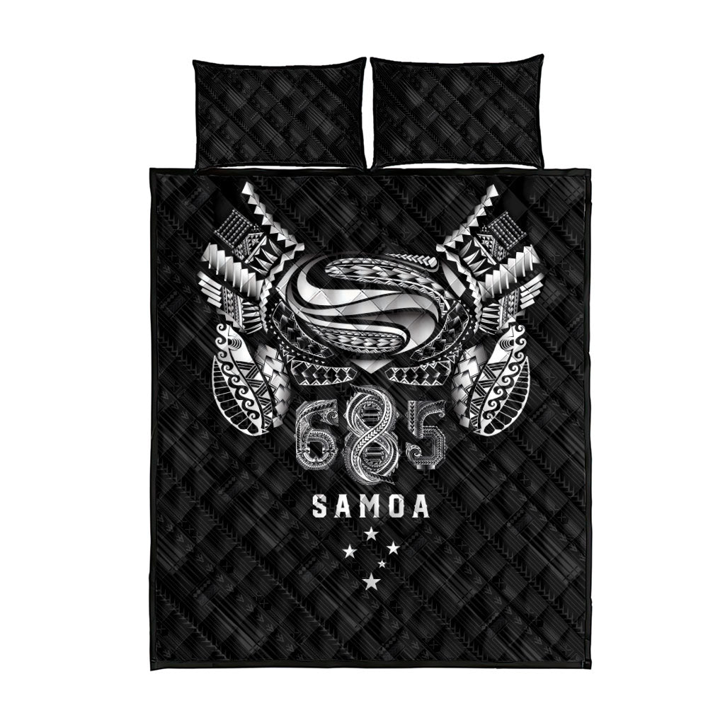 Super Samoa 685 Tribal Tattoo Quilt Bed Set Samoan Ornament Pattern Black Edition LT03 - Polynesian Pride
