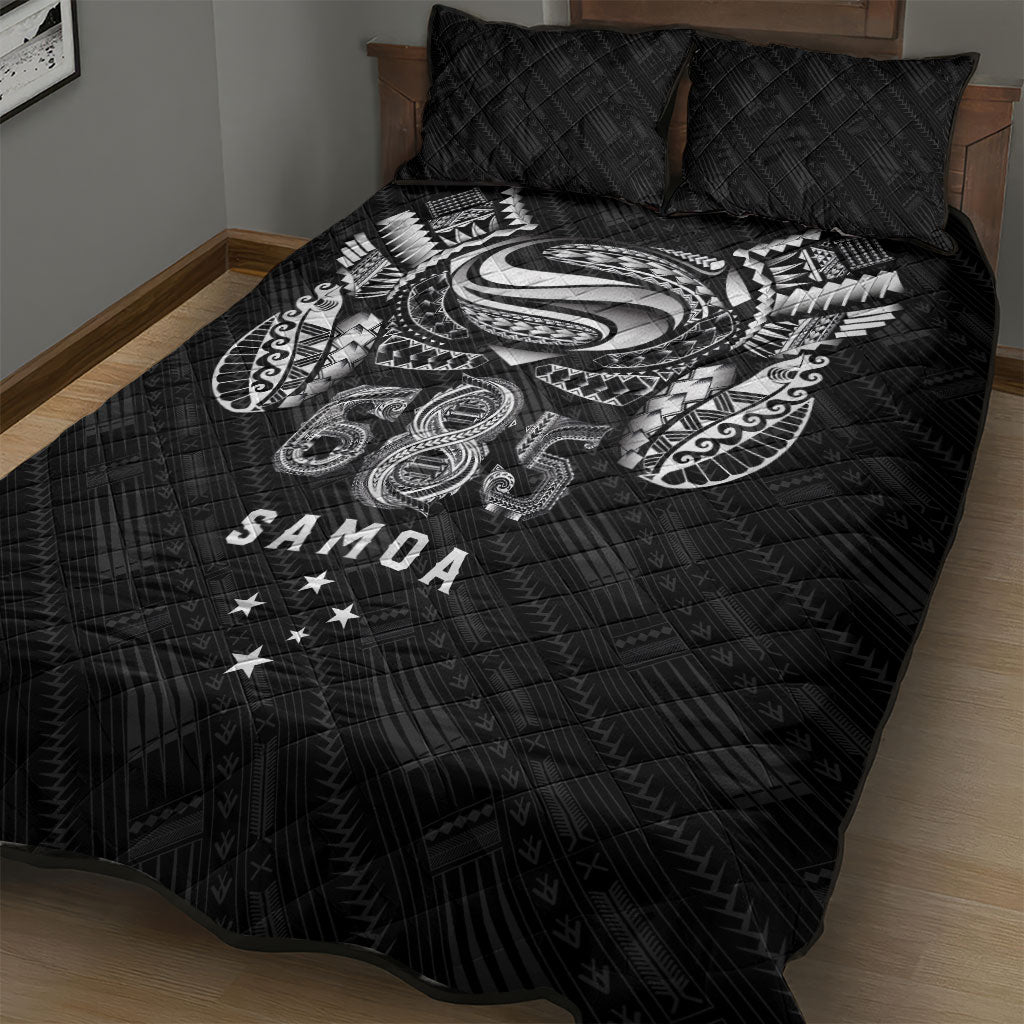 Super Samoa 685 Tribal Tattoo Quilt Bed Set Samoan Ornament Pattern Black Edition LT03 - Polynesian Pride