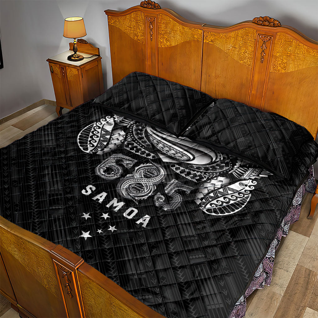 Super Samoa 685 Tribal Tattoo Quilt Bed Set Samoan Ornament Pattern Black Edition LT03 - Polynesian Pride