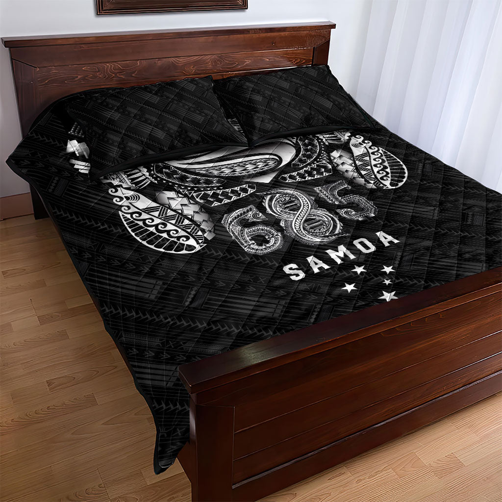 Super Samoa 685 Tribal Tattoo Quilt Bed Set Samoan Ornament Pattern Black Edition LT03 - Polynesian Pride