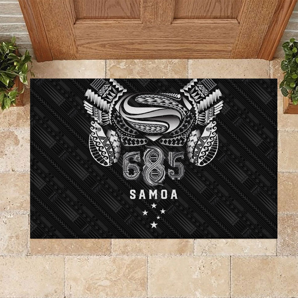 Super Samoa 685 Tribal Tattoo Rubber Doormat Samoan Ornament Pattern Black Edition LT03 Black - Polynesian Pride