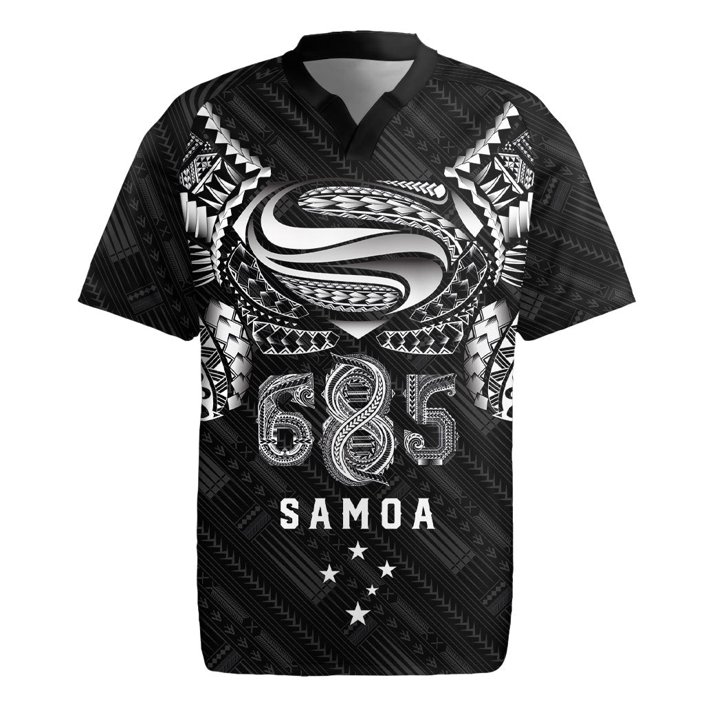 Super Samoa 685 Tribal Tattoo Rugby Jersey Samoan Ornament Pattern Black Edition LT03 Black - Polynesian Pride