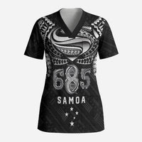 Super Samoa 685 Tribal Tattoo Scrub Top Samoan Ornament Pattern Black Edition LT03 Adult Black - Polynesian Pride
