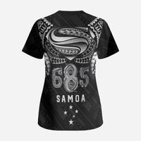 Super Samoa 685 Tribal Tattoo Scrub Top Samoan Ornament Pattern Black Edition LT03 - Polynesian Pride