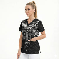 Super Samoa 685 Tribal Tattoo Scrub Top Samoan Ornament Pattern Black Edition LT03 - Polynesian Pride