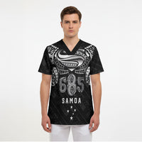 Super Samoa 685 Tribal Tattoo Scrub Top Samoan Ornament Pattern Black Edition LT03 - Polynesian Pride