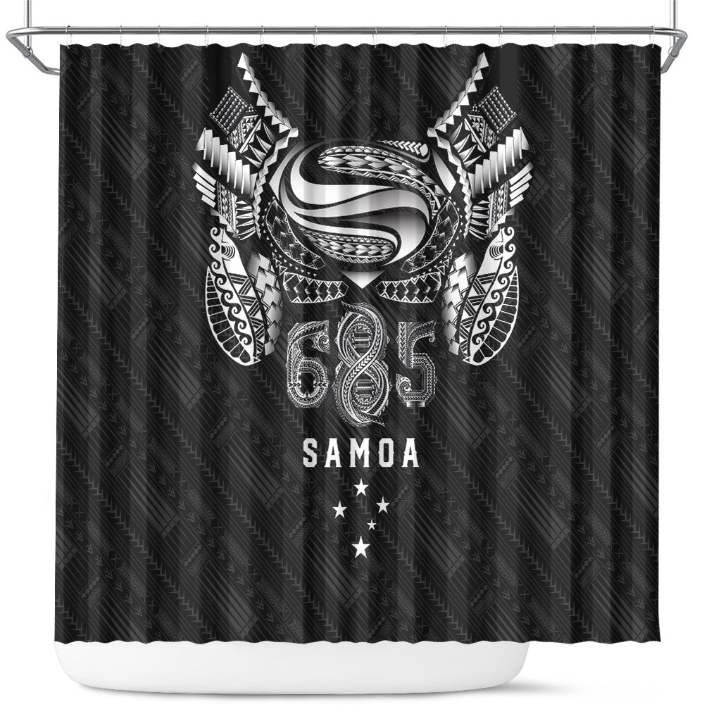 Super Samoa 685 Tribal Tattoo Shower Curtain Samoan Ornament Pattern Black Edition LT03 Black - Polynesian Pride