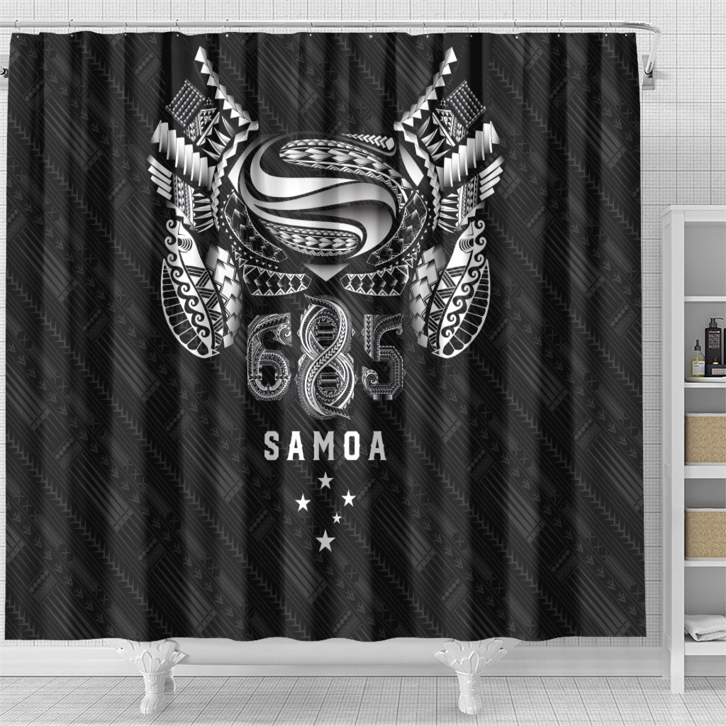 Super Samoa 685 Tribal Tattoo Shower Curtain Samoan Ornament Pattern Black Edition LT03 - Polynesian Pride