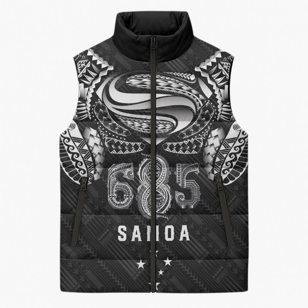 Super Samoa 685 Tribal Tattoo Sleeveless Puffer Jacket Samoan Ornament Pattern Black Edition LT03 Unisex Black - Polynesian Pride