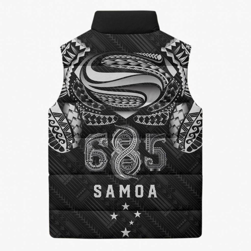 Super Samoa 685 Tribal Tattoo Sleeveless Puffer Jacket Samoan Ornament Pattern Black Edition LT03 - Polynesian Pride