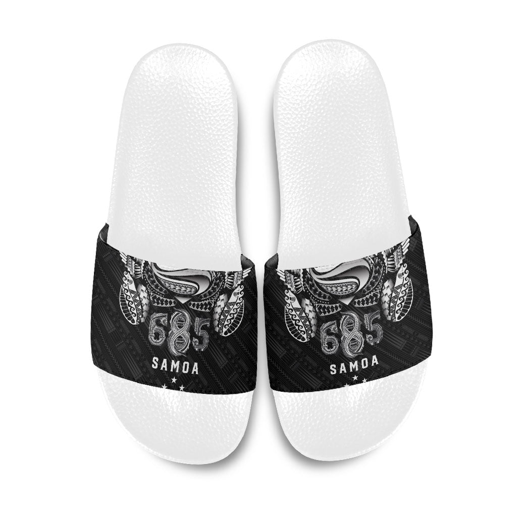 Super Samoa 685 Tribal Tattoo Slide Sandals Samoan Ornament Pattern Black Edition LT03 Black - Polynesian Pride