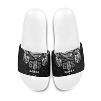 Super Samoa 685 Tribal Tattoo Slide Sandals Samoan Ornament Pattern Black Edition LT03 Black - Polynesian Pride