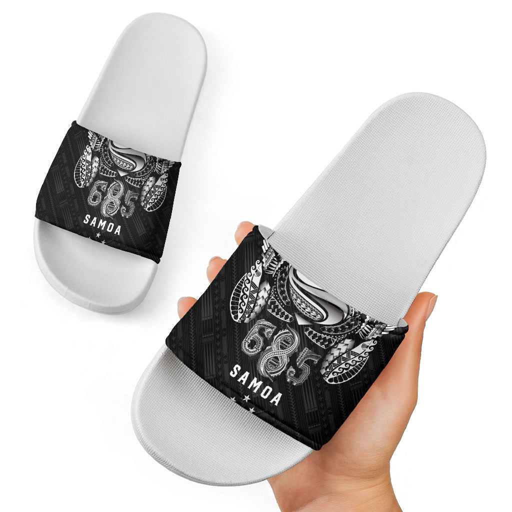 Super Samoa 685 Tribal Tattoo Slide Sandals Samoan Ornament Pattern Black Edition LT03 - Polynesian Pride