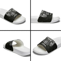 Super Samoa 685 Tribal Tattoo Slide Sandals Samoan Ornament Pattern Black Edition LT03 - Polynesian Pride