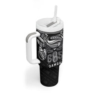 Super Samoa 685 Tribal Tattoo Tumbler With Handle Samoan Ornament Pattern Black Edition LT03 - Polynesian Pride
