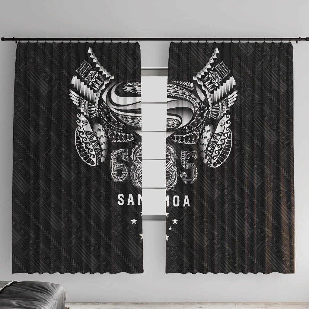 Super Samoa 685 Tribal Tattoo Window Curtain Samoan Ornament Pattern Black Edition LT03 With Hooks Black - Polynesian Pride