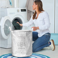 Super Samoa 685 Tribal Tattoo Laundry Basket Siapo Pattern All-White Edition LT03 - Polynesian Pride