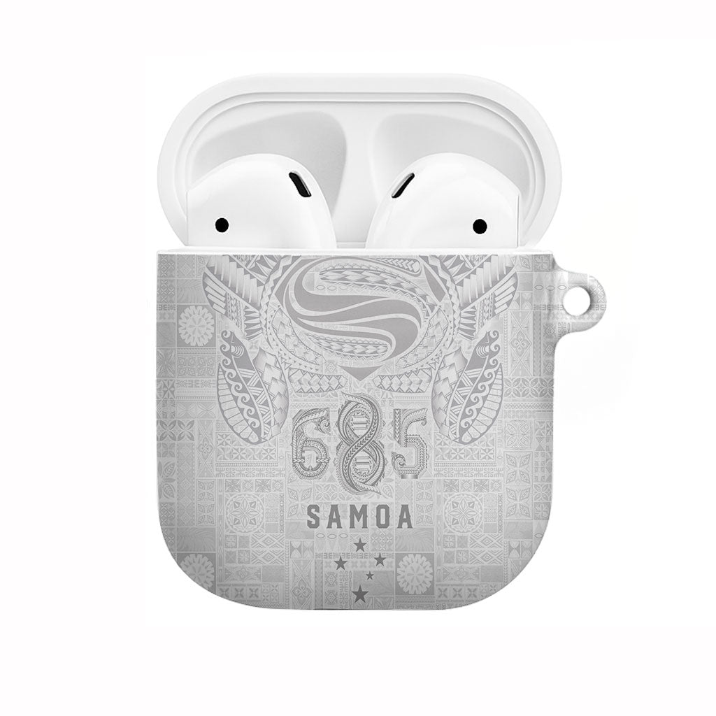 Super Samoa 685 Tribal Tattoo AirPods Case Siapo Pattern All-White Edition LT03 White - Polynesian Pride