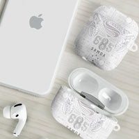 Super Samoa 685 Tribal Tattoo AirPods Case Siapo Pattern All-White Edition LT03 - Polynesian Pride