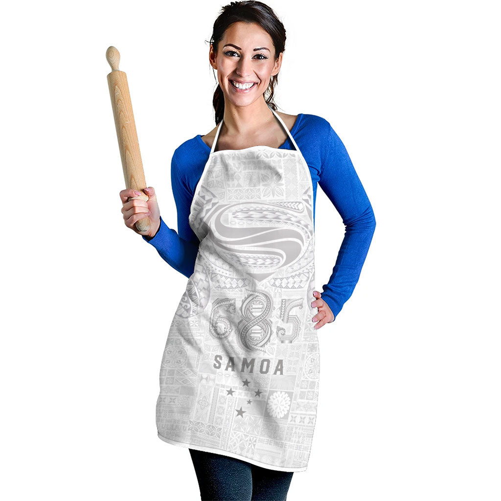 Super Samoa 685 Tribal Tattoo Apron Siapo Pattern All-White Edition LT03 - Polynesian Pride