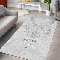 Super Samoa 685 Tribal Tattoo Area Rug Siapo Pattern All-White Edition LT03 - Polynesian Pride