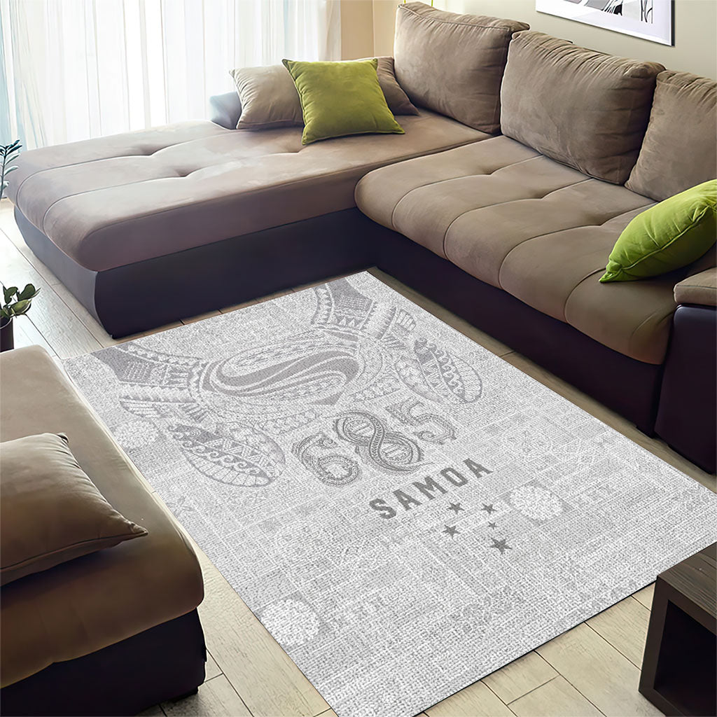 Super Samoa 685 Tribal Tattoo Area Rug Siapo Pattern All-White Edition LT03 - Polynesian Pride