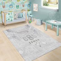 Super Samoa 685 Tribal Tattoo Area Rug Siapo Pattern All-White Edition LT03 - Polynesian Pride