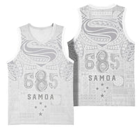 Super Samoa 685 Tribal Tattoo Basketball Jersey Siapo Pattern All-White Edition LT03 - Polynesian Pride