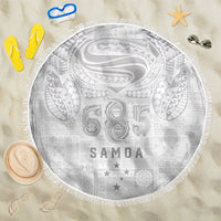 Super Samoa 685 Tribal Tattoo Beach Blanket Siapo Pattern All-White Edition LT03 One Size 150cm White - Polynesian Pride